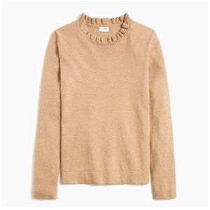 J. CREW FACTORY GUC Cotton Ruffle-neck Pullover Sweater in Tan Size L